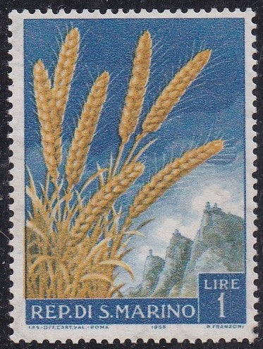 San Marino # 416 (1958) Wheat - Sgl, MNH, toned