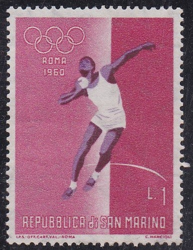 San Marino # 456 (1960) Shot Putt - Sgl, MNH, toned