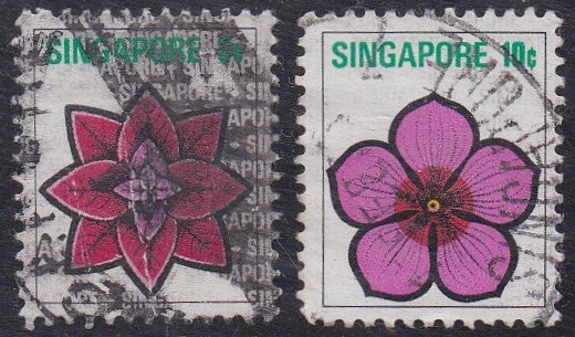 Singapore # 190-91 (1973) Flowers - Sgls, Set/2, Used