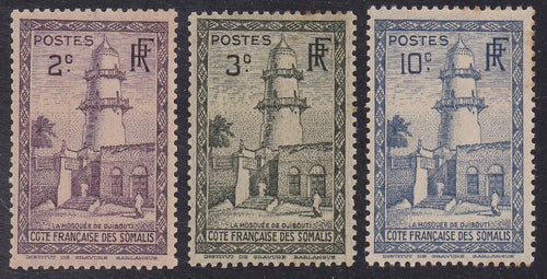 Somali Coast # 146-47, 150 (1938//40) Mosque - Sgl, MH