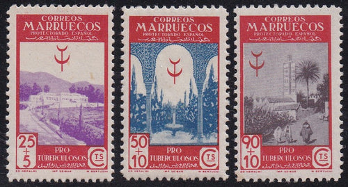 Spanish Morocco # B14-B16 (1946) Red Crescent - Sgls, Set/3, MNH