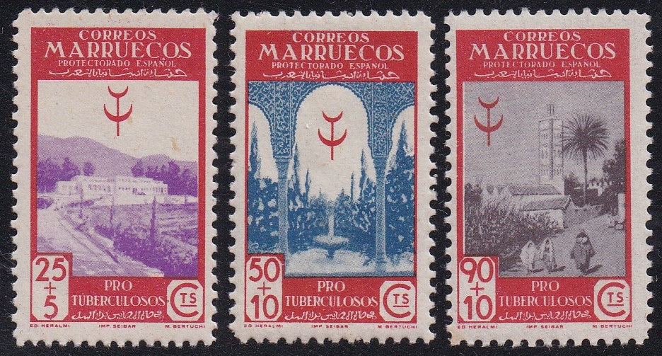 Spanish Morocco # B14-B16 (1946) Red Crescent - Sgls, Set/3, MNH