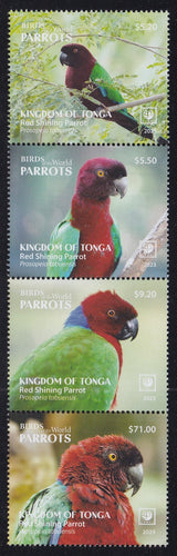 Tonga (2023) Birds of the World, Parrots - Strip/4, MNH