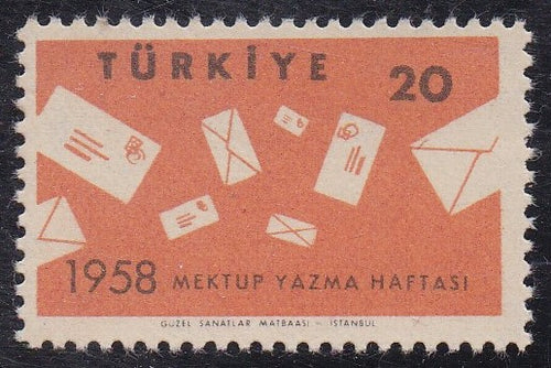 Turkey # 1429 (1958) Letter Writing - Sgl, MNH