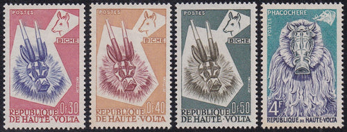 Upper Volta # 71-73, 76 (1960) Masks - Sgls, Set/4, MH