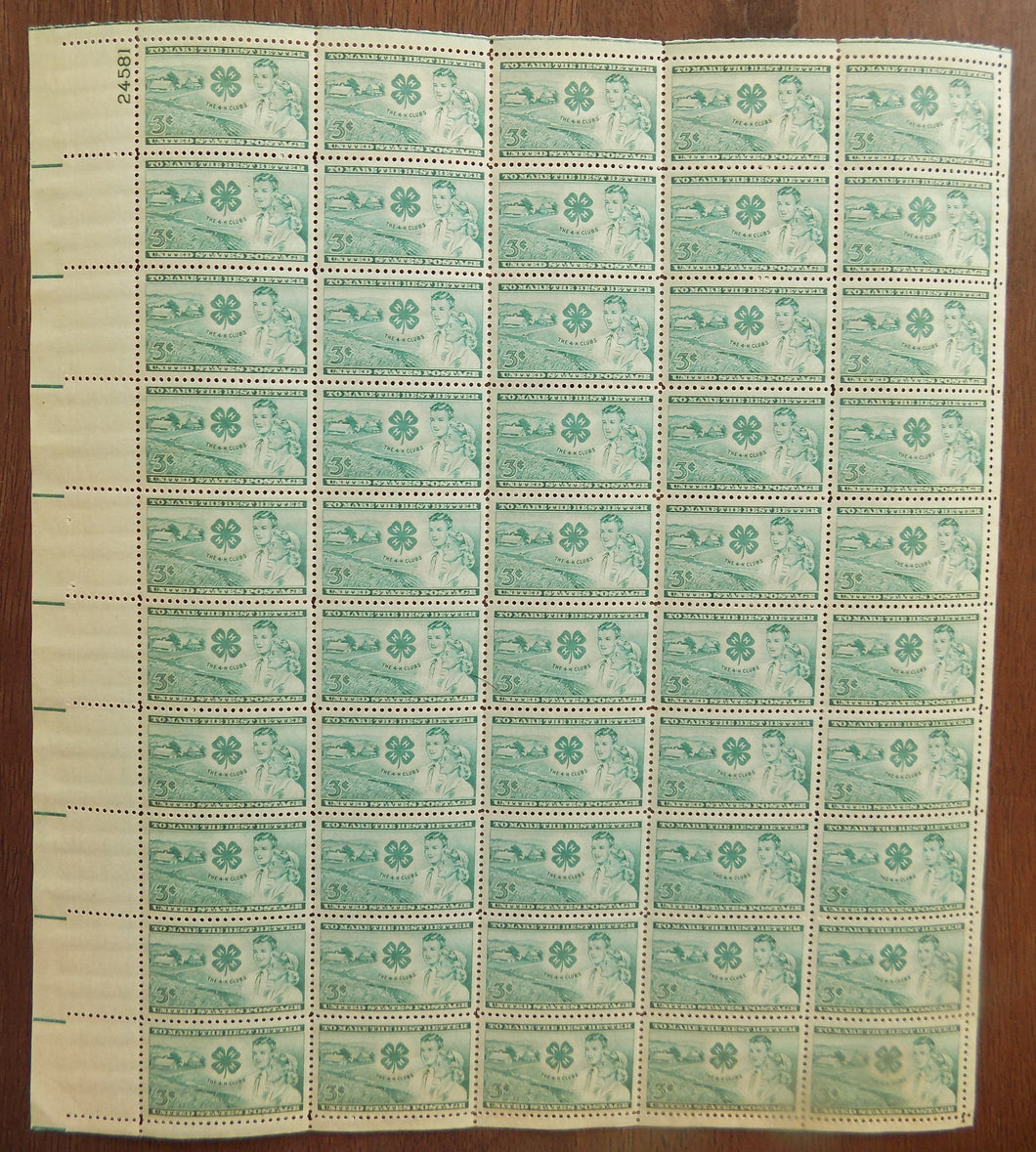 # 1005 (1952) 4-H Clubs - Pane, MNH