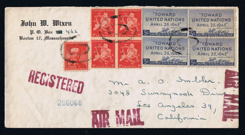 # 1039 Roosevelt, Liberty Issue - Registered Airmail Cover