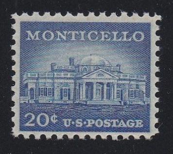 # 1047 (1956) Monticello, Ultramarine - Sgl, MNH