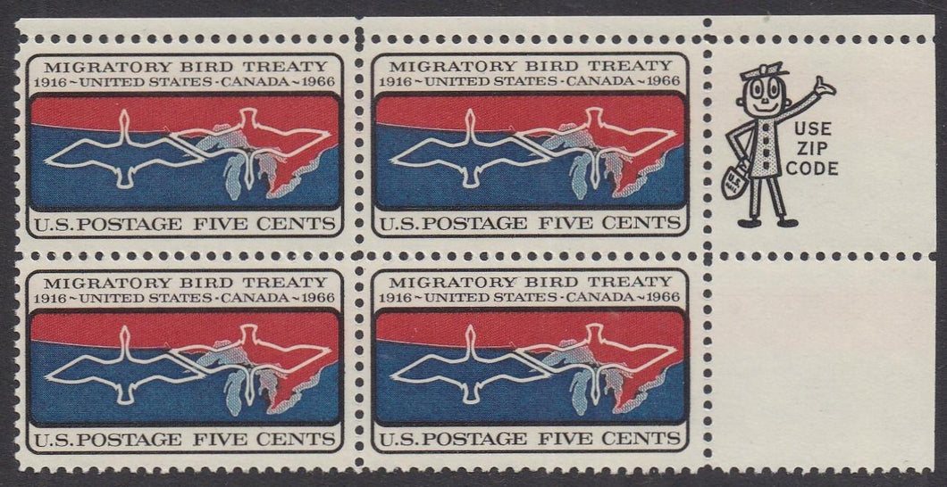 # 1306 (1966) Migratory Birds - Mr. Zip BK/4, UR, MNH