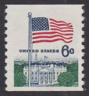 # 1338A (1969) Flag over White House, Tagged - Coil sgl, MNH