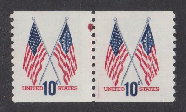 # 1519 (1973) Crossed Flags, Tagged - Coil LP, Red Dot, MNH [3]