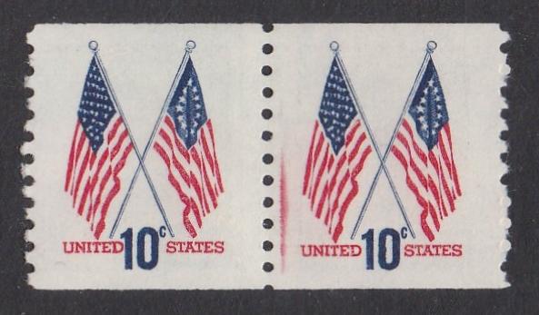 # 1519 (1973) Crossed Flags, Tagged - Coil LP, Freak Red R, MNH [2b]