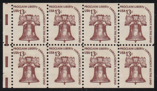 # 1595c (1975) Liberty Bell, DG, OA Tag, V EE - Bklt pane, VF MNH [1]