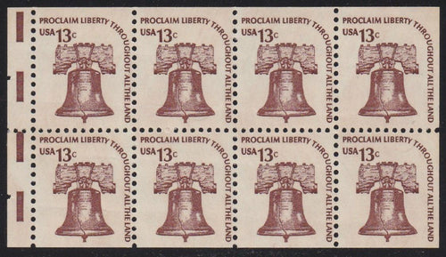 # 1595c (1975) Liberty Bell, DG, OA Tag, V EE - Bklt pane, VF MNH [2]