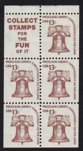 # 1595d (1976) Liberty Bell, S9, DG, OA Tag, Matrix - Bklt pane, VF MNH