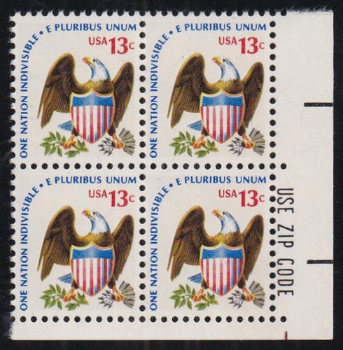 # 1596 (1975) Eagle, SG, WP, Perf 11.25 - Zip BK/4, LR, MNH