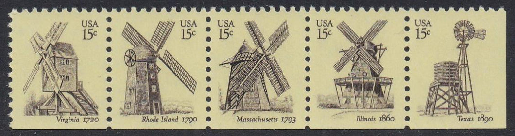 # 1742b (1980) Windmills - Bklt strip/5, MNH