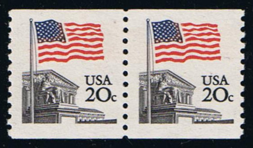 # 1895 (1981) Flag Over Supreme Court, Wide Block Tag - Coil pr, MNH