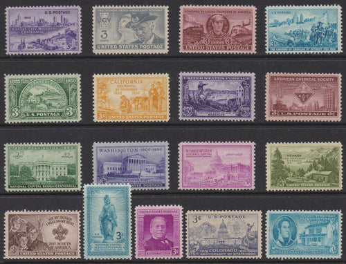 1950-51 Year Set of Commemorative Postage Stamps