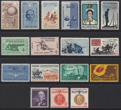 1961 Year Set of Commemorative Postage Stamps