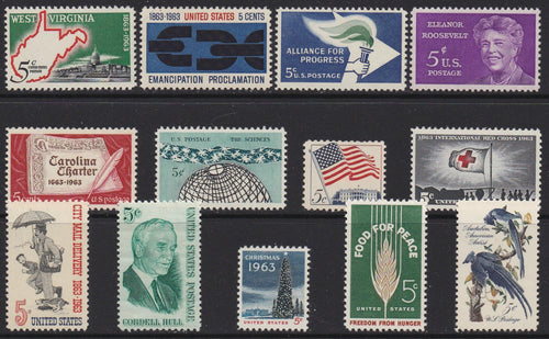 1963 Year Set of Commemorative Postage Stamps