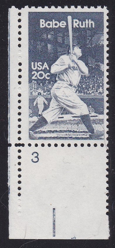 # 2046 (1983) Babe Ruth - Plt sgl, LL #3, MNH