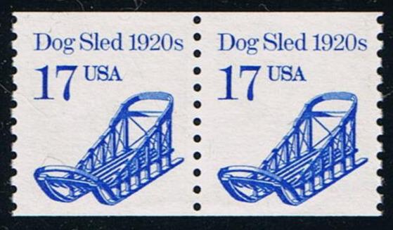 # 2135 (1986) 1920's Dog Sled - Coil pr, MNH