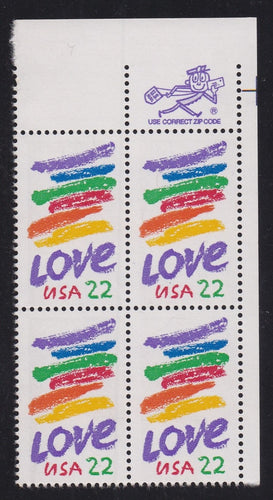 # 2143 (1985) Love - Mr. Zip, BK/4, UR, MNH