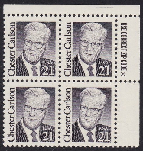 # 2180 (1988) Carlson, Blue Violet, LB tag, DG, perf 11 - Zip BK/4,UR, MNH