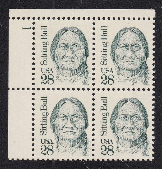 # 2183 (1989) Sitting Bull, Myrtle Green, LB tag, DG, perf 11 - PB, UL #1, MNH