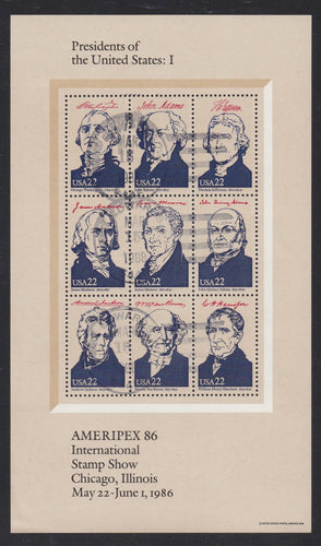 # 2216-19 (1986) Ameripex Presidents - S/S, USED [1]