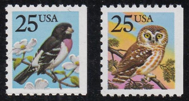 # 2284-85 (1988) Owl and Grosbeak - Bklt sgls, Set/2, MNH