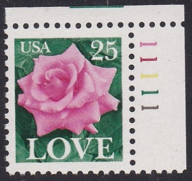 # 2378 (1988) Love, Pink Rose - Plt sgl, UR #11111, MNH