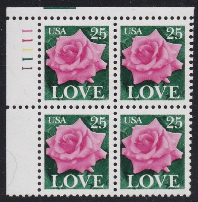 # 2378 (1988) Love, Pink Rose - PB, UL #11111, MNH