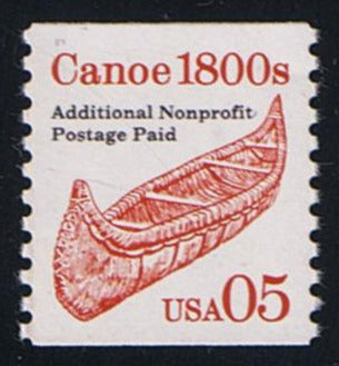 # 2454 (1991) 1800's Canoe, red, SG, Not Tag, Lumin - Coil sgl, XF MNH