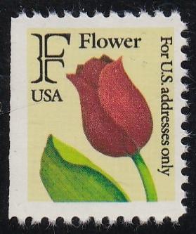 # 2520 (1991) Flower, 'F', Sixth Transition Rate, perf 11 - Bklt sgl, MNH