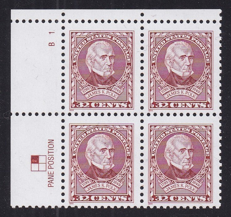 # 2587 (1995) James Polk - PB, UL #B1, MNH