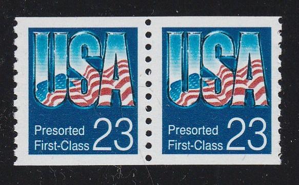 # 2607 (1992) Flag, Presort First Class, SG - Coil pr, MNH