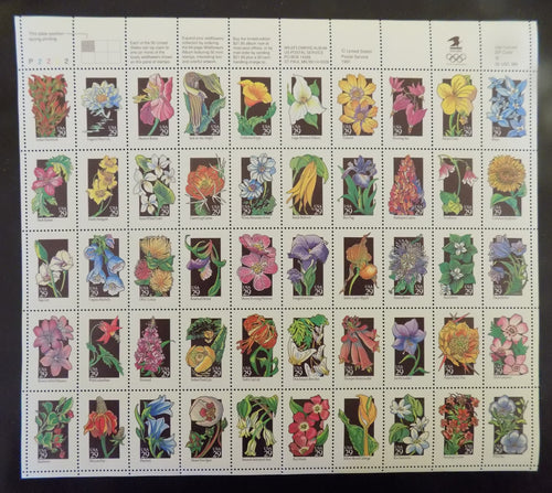 # 2647-96 (1992) Wildflowers - Pane, UL #P2222, folded, MNH