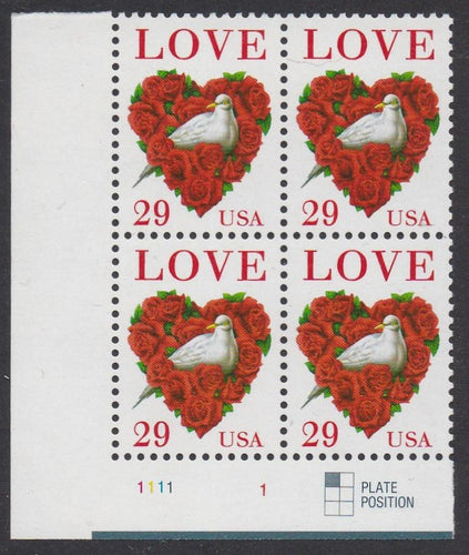 # 2814C (1994) Dove in Heart of Flowers - PB, LL #1111-1, MNH