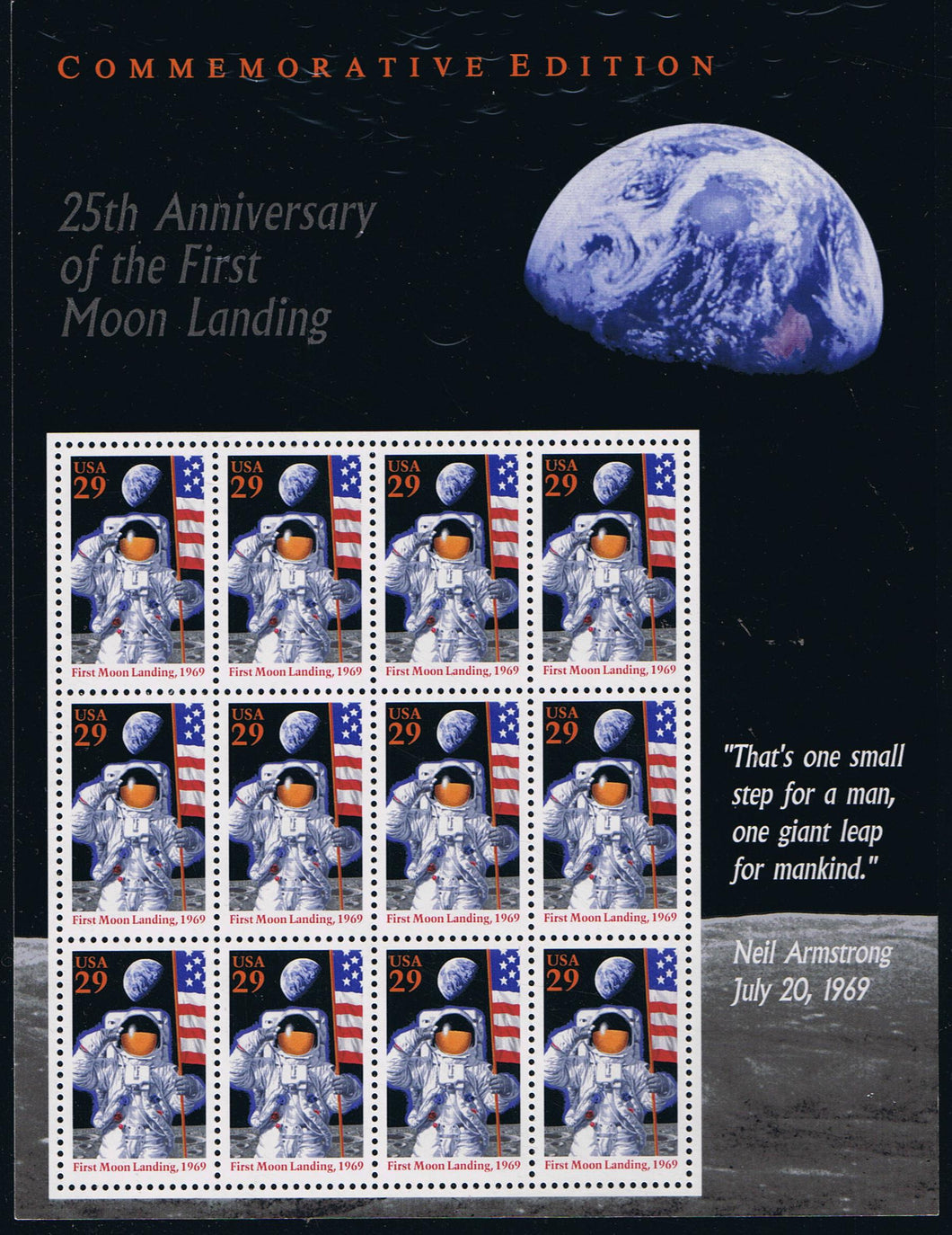 # 2841 (1994) Moon Landing - Pane, MNH