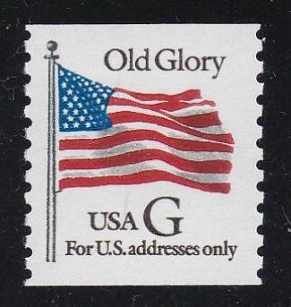 # 2889 (1994) Flag, First Class Transition Rate, Black G, White Bkgrd - Coil sgl, MNH