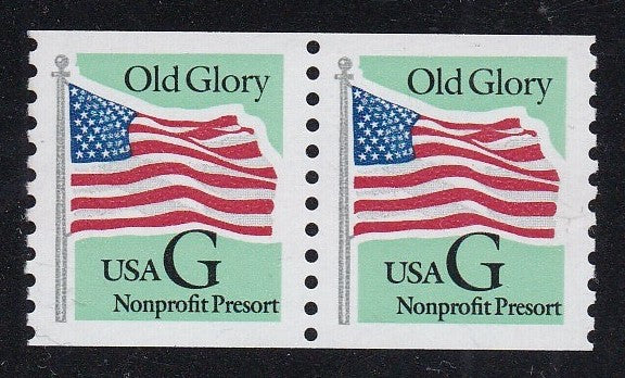 # 2893 (1995) Flag, Non-Profit Transition Rate, Black G, Green Bkgrd - Coil pr, MNH