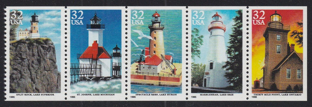 # 2973a (1995) Lighthouses, NF - Bklt pane, No Tab, MNH