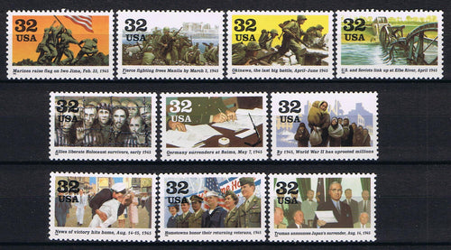 # 2981 (1995) WW II, 1945 - Sgls, Set/10, MNH