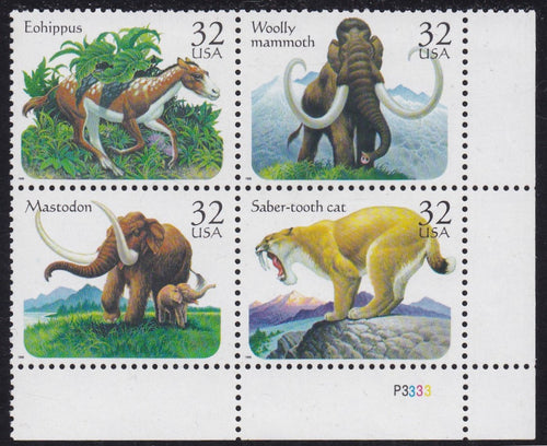 # 3077-80 (1996) Prehistoric Animals - PB, LR #P3333, MNH