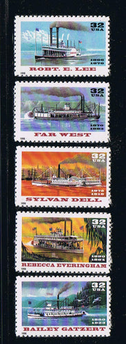 # 3091-95 (1996) Riverboats - Sgls, Set/5, MNH