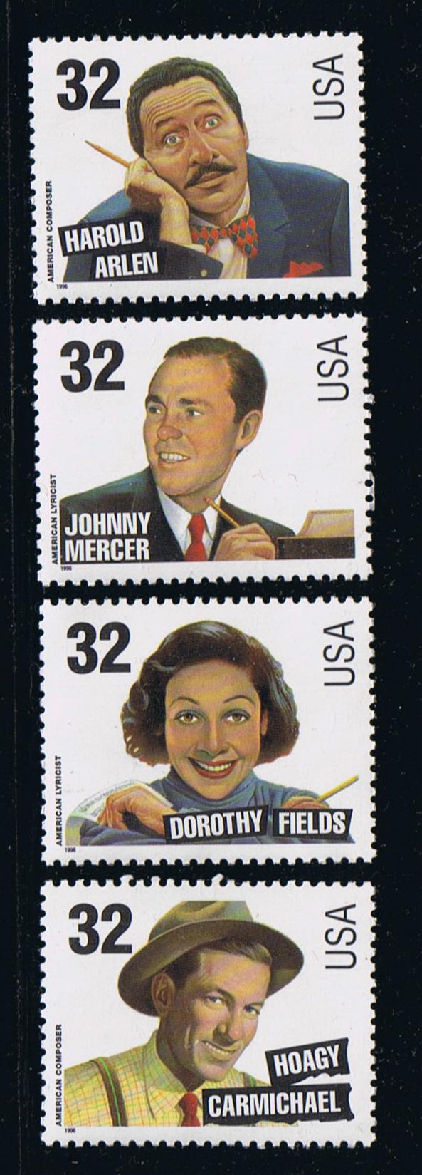 # 3100-03 (1996) Songwriters - Sgls, Set/4, MNH