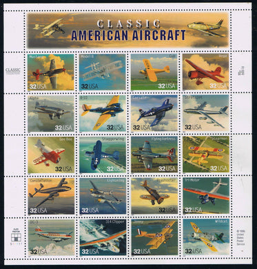 # 3142 (1997) Classic American Aircraft - Pane, MNH