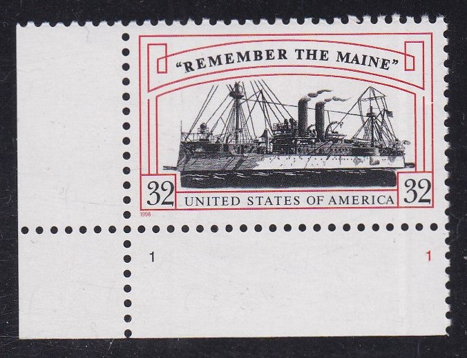 # 3192 (1998) Remember the Maine - Plt sgl, LL #1-1, MNH